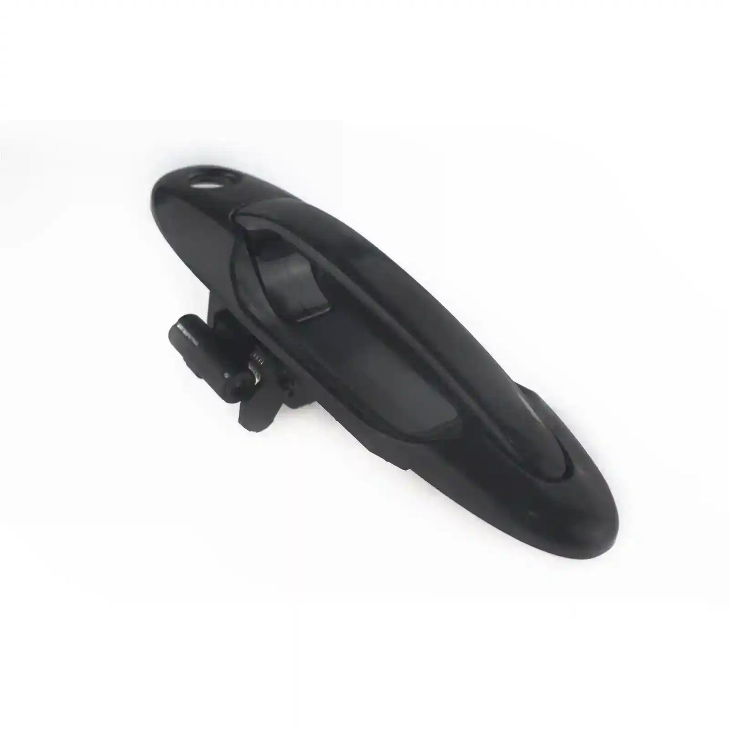 Black car door handle on a white background