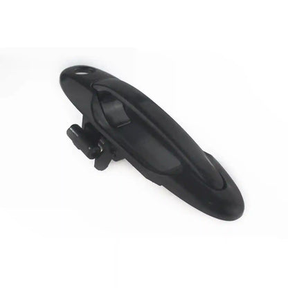 Black car door handle on a white background