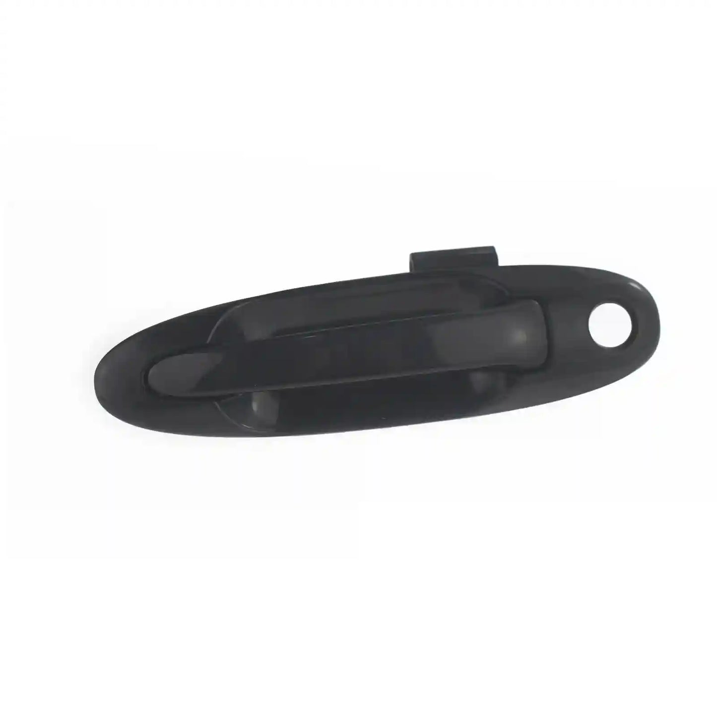 Black car door handle on a white background