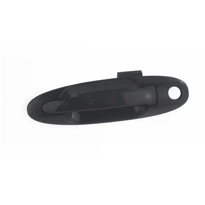 Black car door handle on a white background