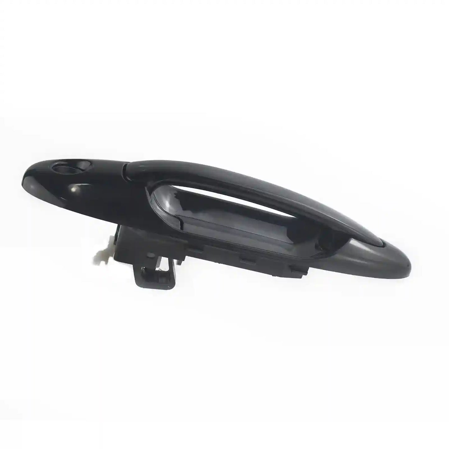 Black car door handle on a white background