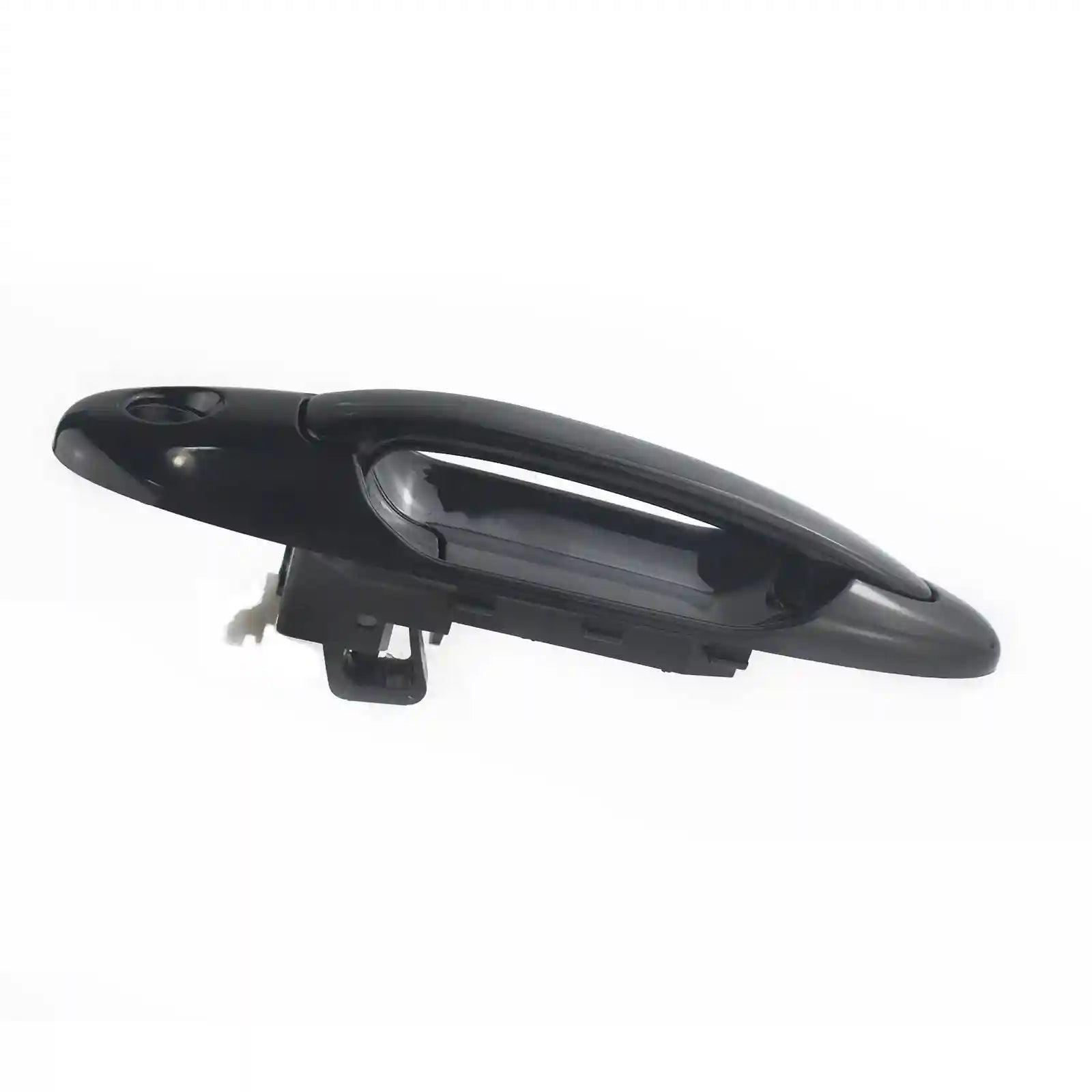 Black car door handle on a white background