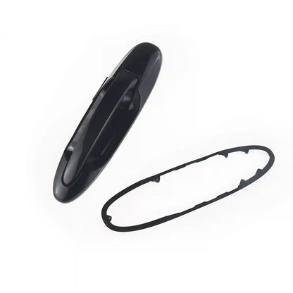 Black car door handle and gasket on a white background