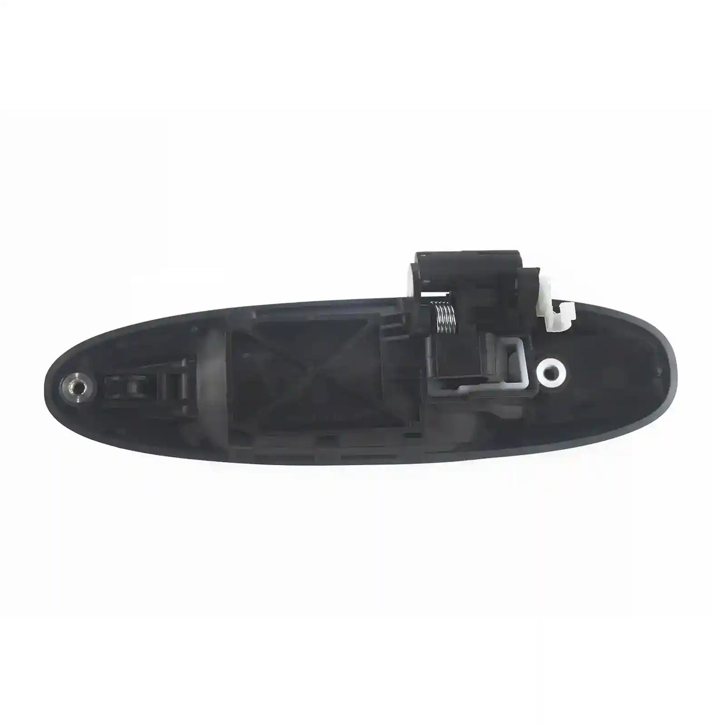 Black plastic Right Outer Door Handle on a white background
