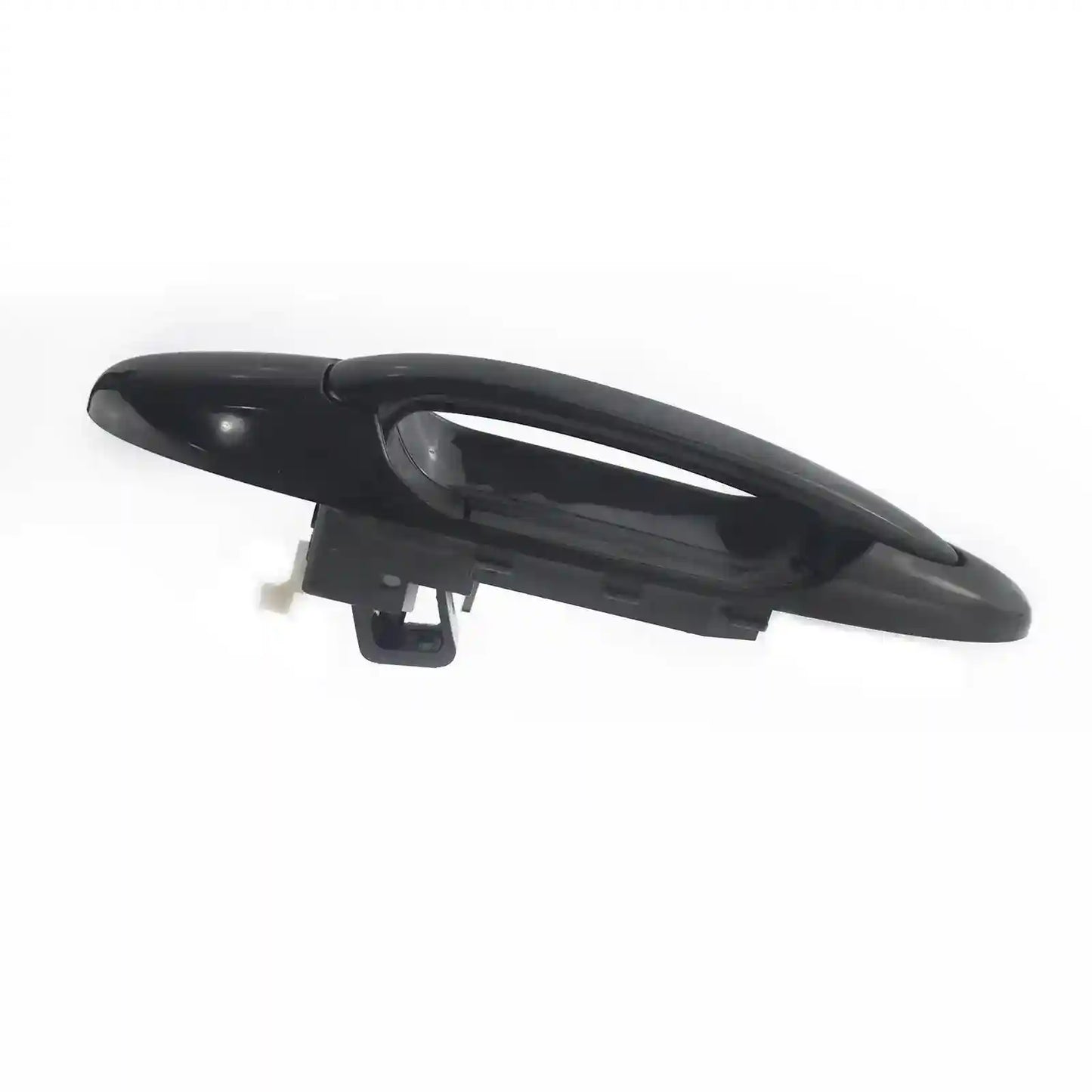 Black car door handle on a white background