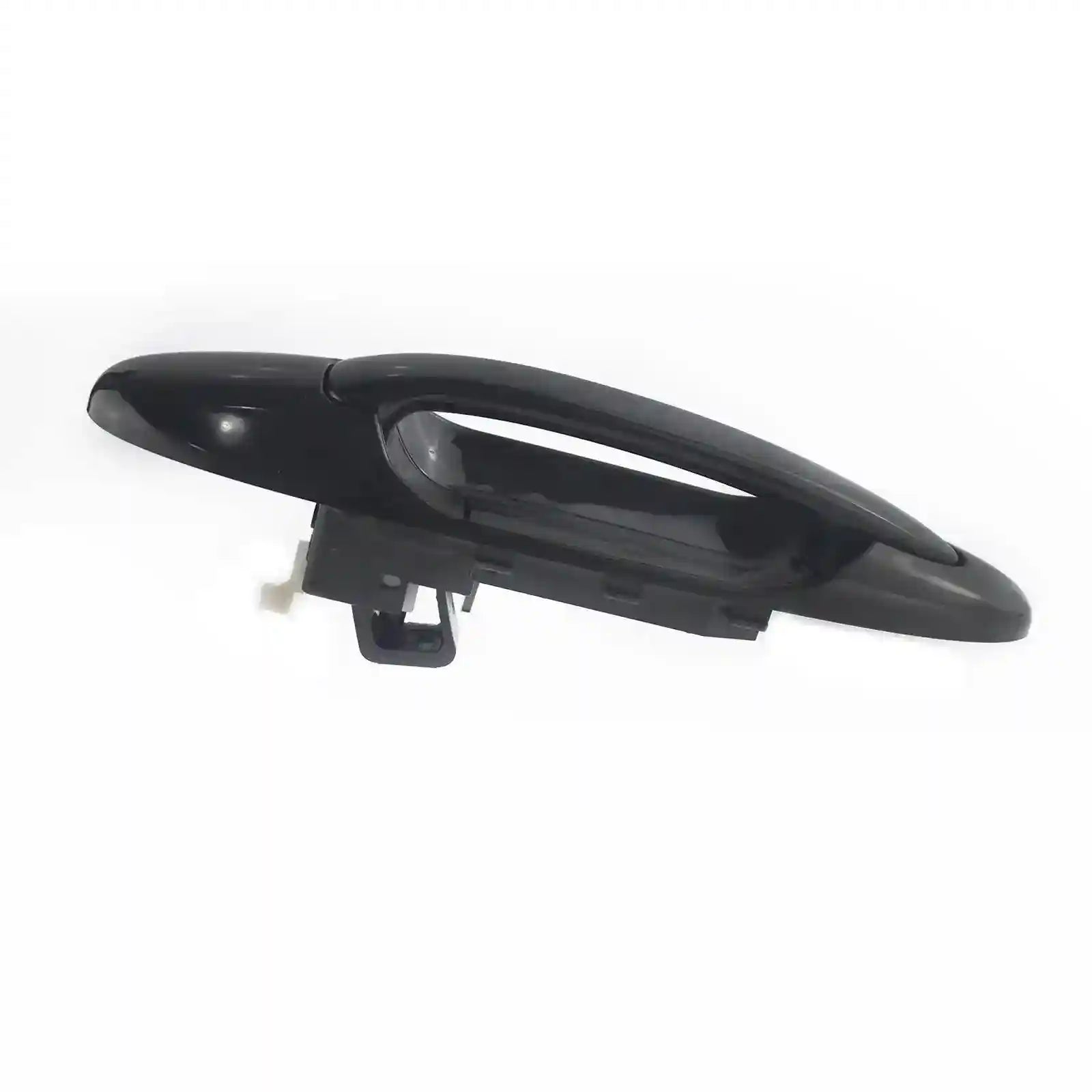 Black car door handle on a white background