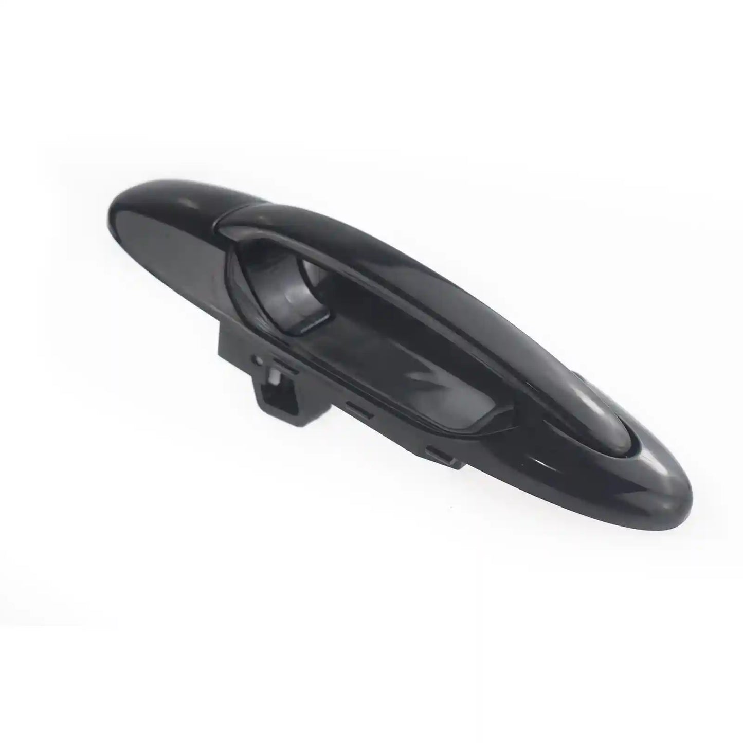 Black car door handle on a white background