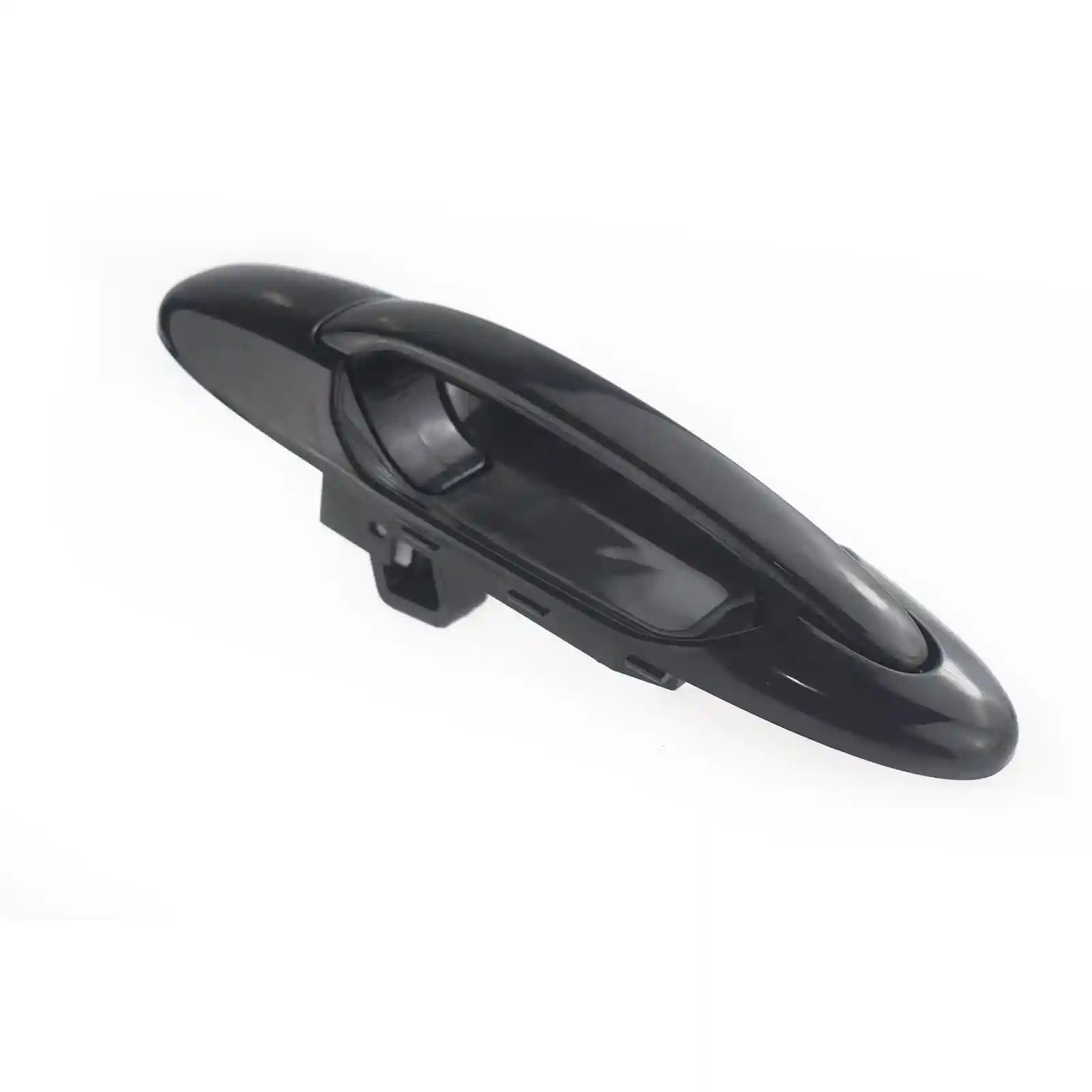 Black car door handle on a white background