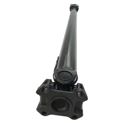 Black metal shaft with cylindrical and square ends on a white background