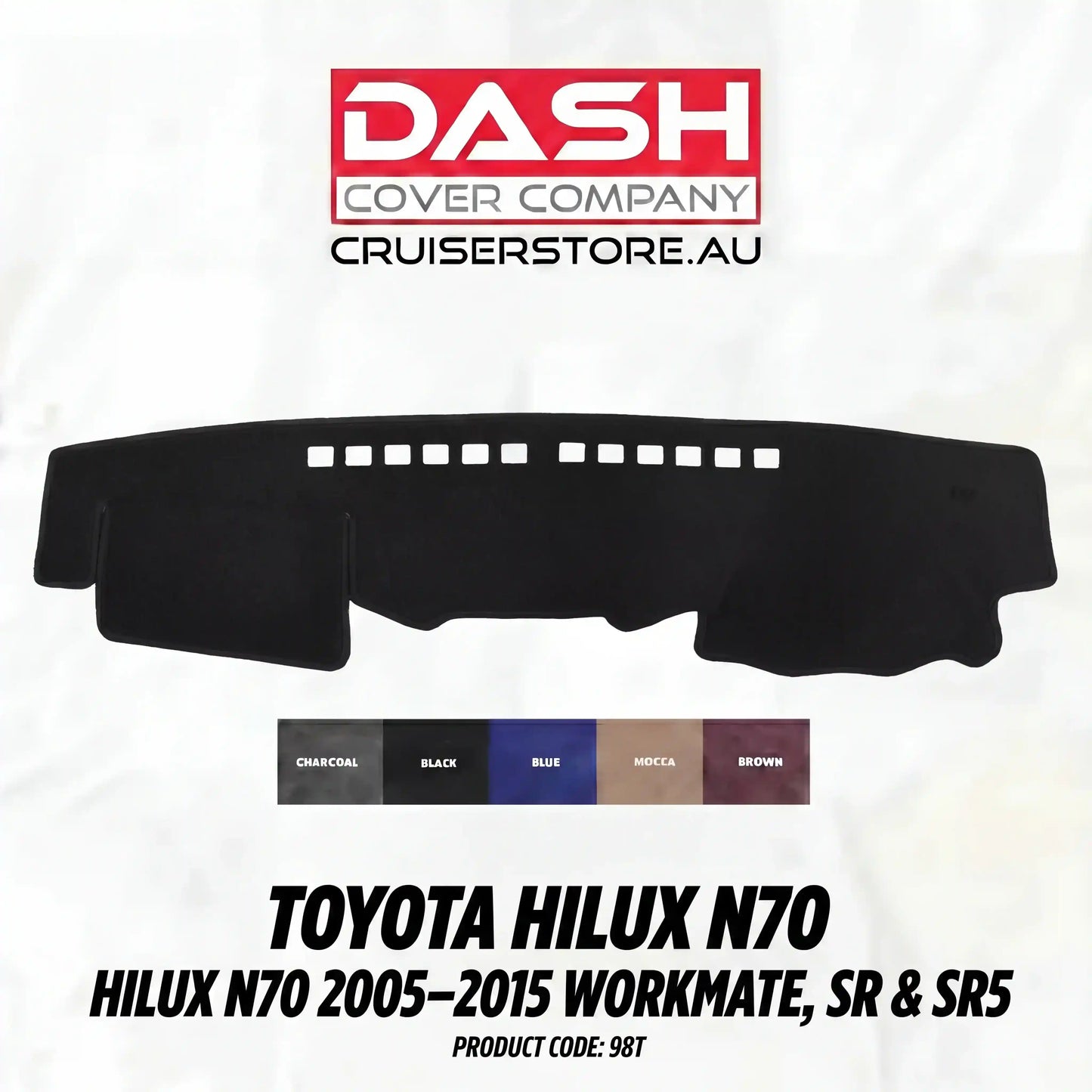 Dash Mat - Suitable for use with Hilux N70 (2005-2015) Workmate, SR & SR5