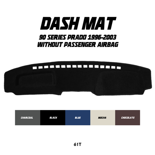 Car dashboard mat for 90 Series Prado 1996-2003 without passenger airbag, with color options.
