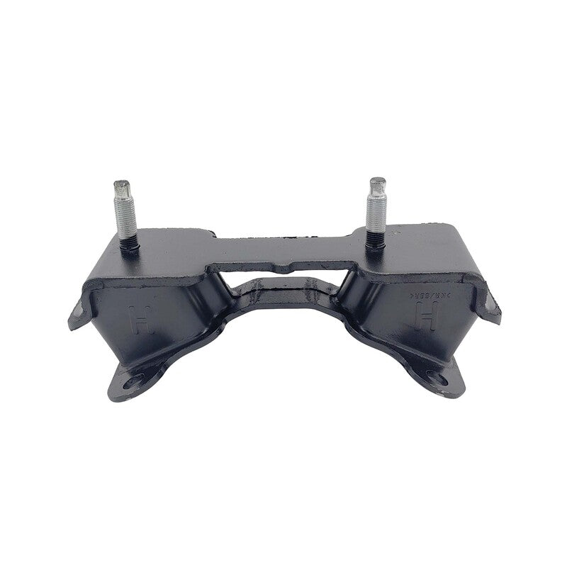 Black metal automotive part on a white background