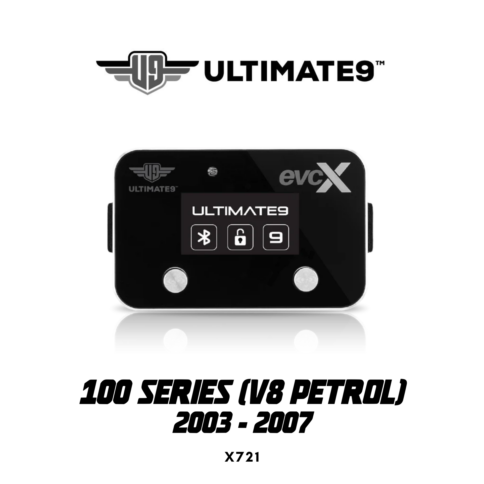 Ultimate9 evcX Throttle Controller with 'ULTIMATE9' branding on a white background