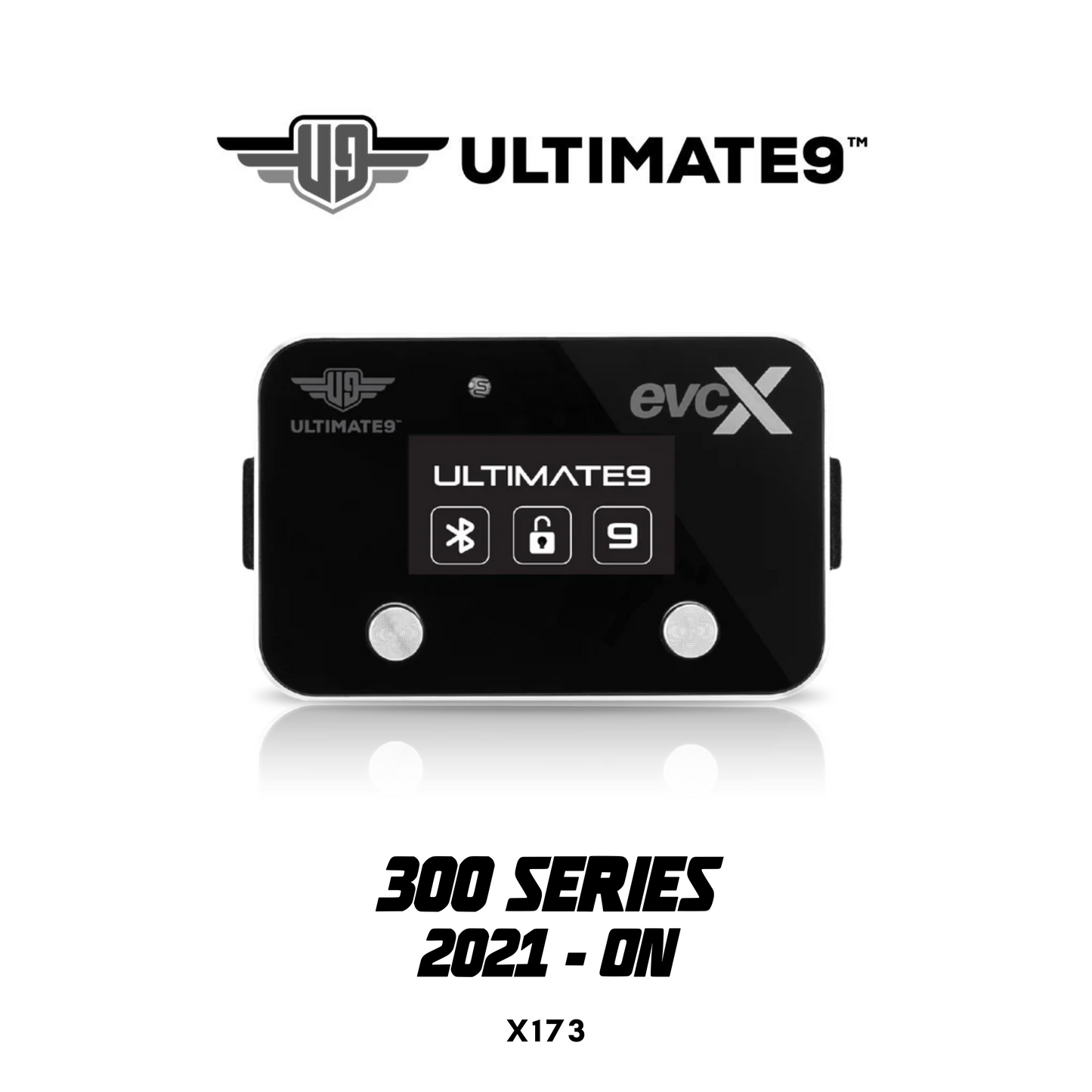 evcX Throttle Controller with 'ULTIMATE9' branding on a white background