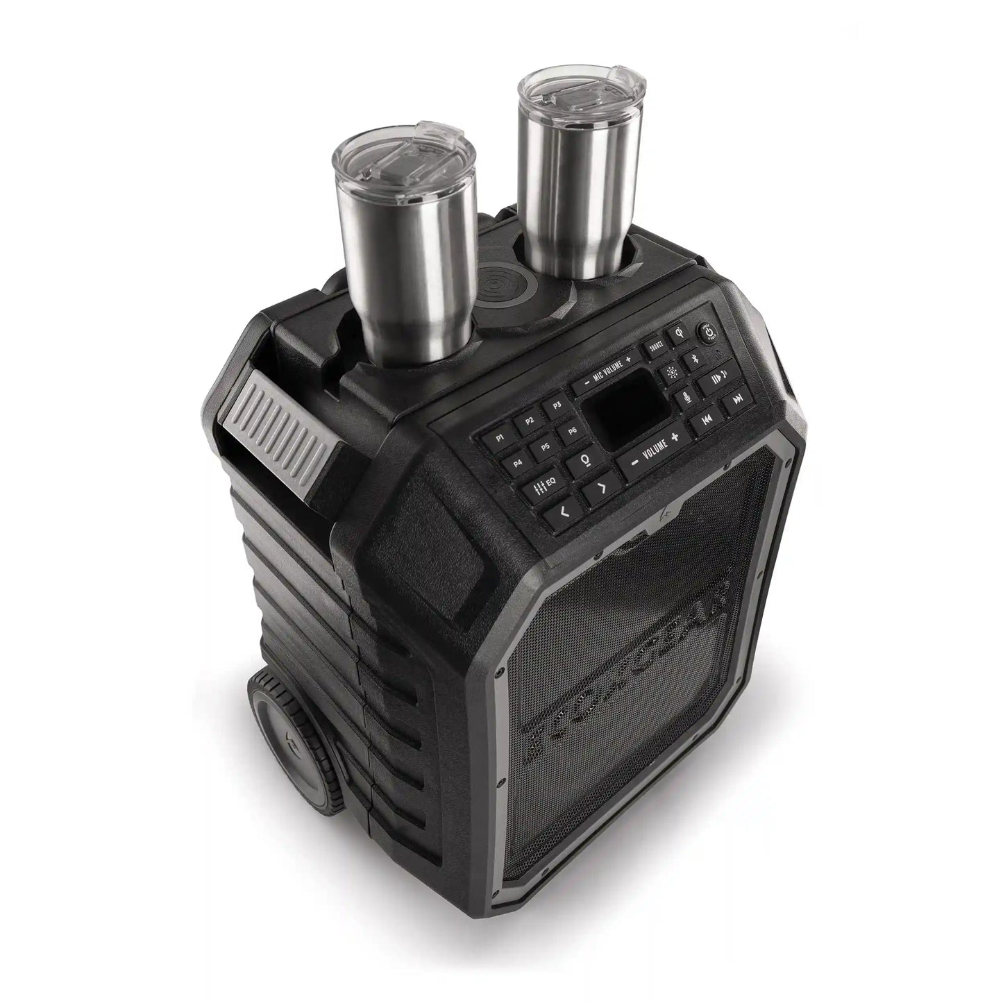black portable speaker