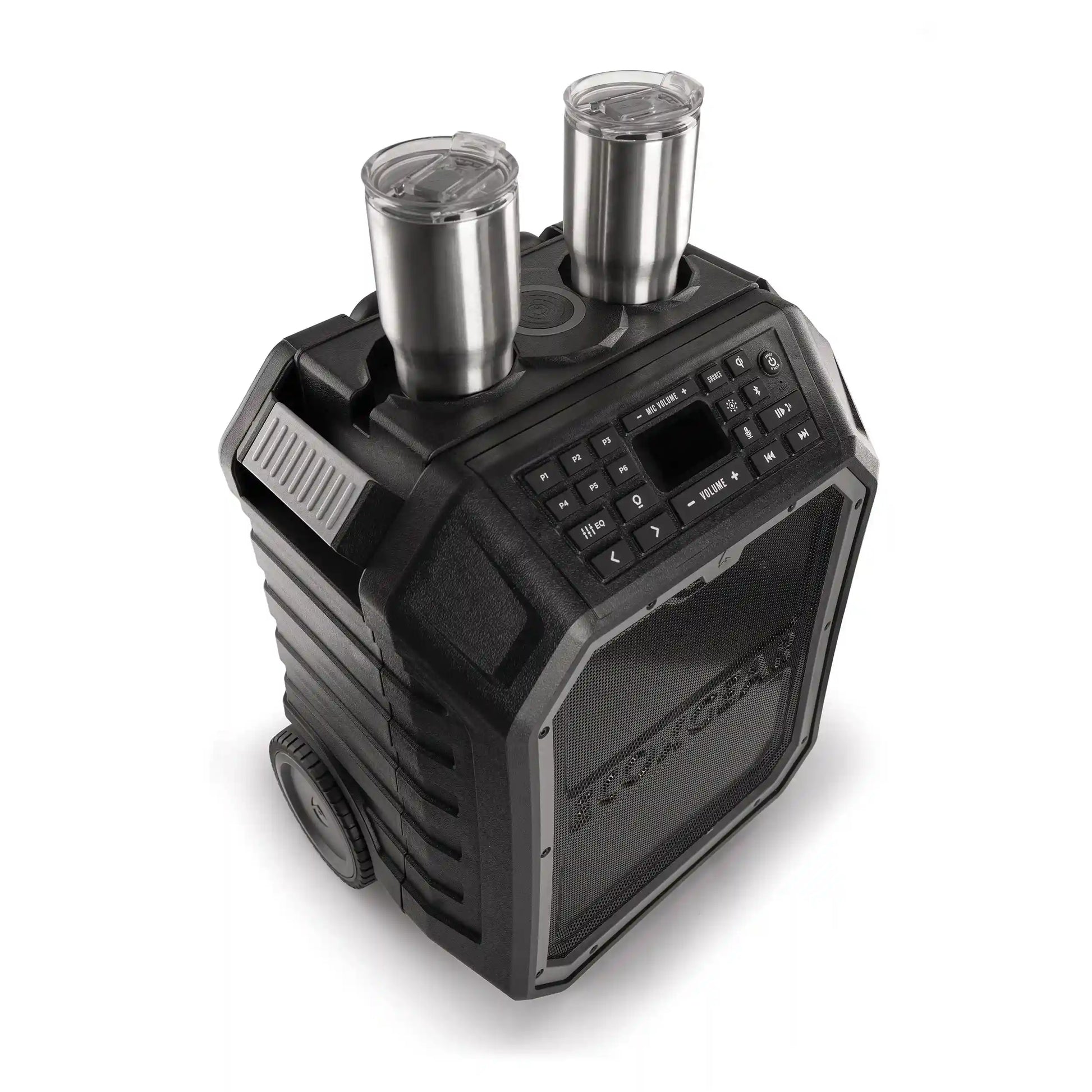 black portable speaker