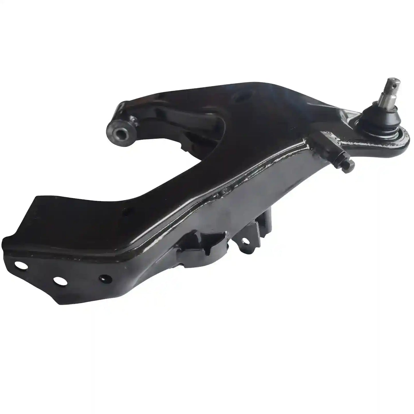 Black automotive control arm on a white background