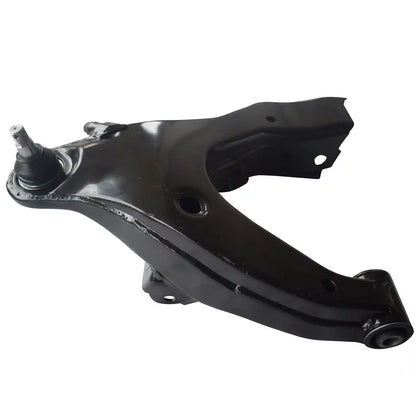 Black automotive control arm on a white background
