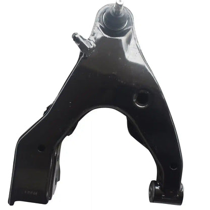 Black car suspension control arm on a white background