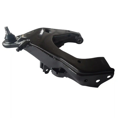 Black metal automotive part on a white background