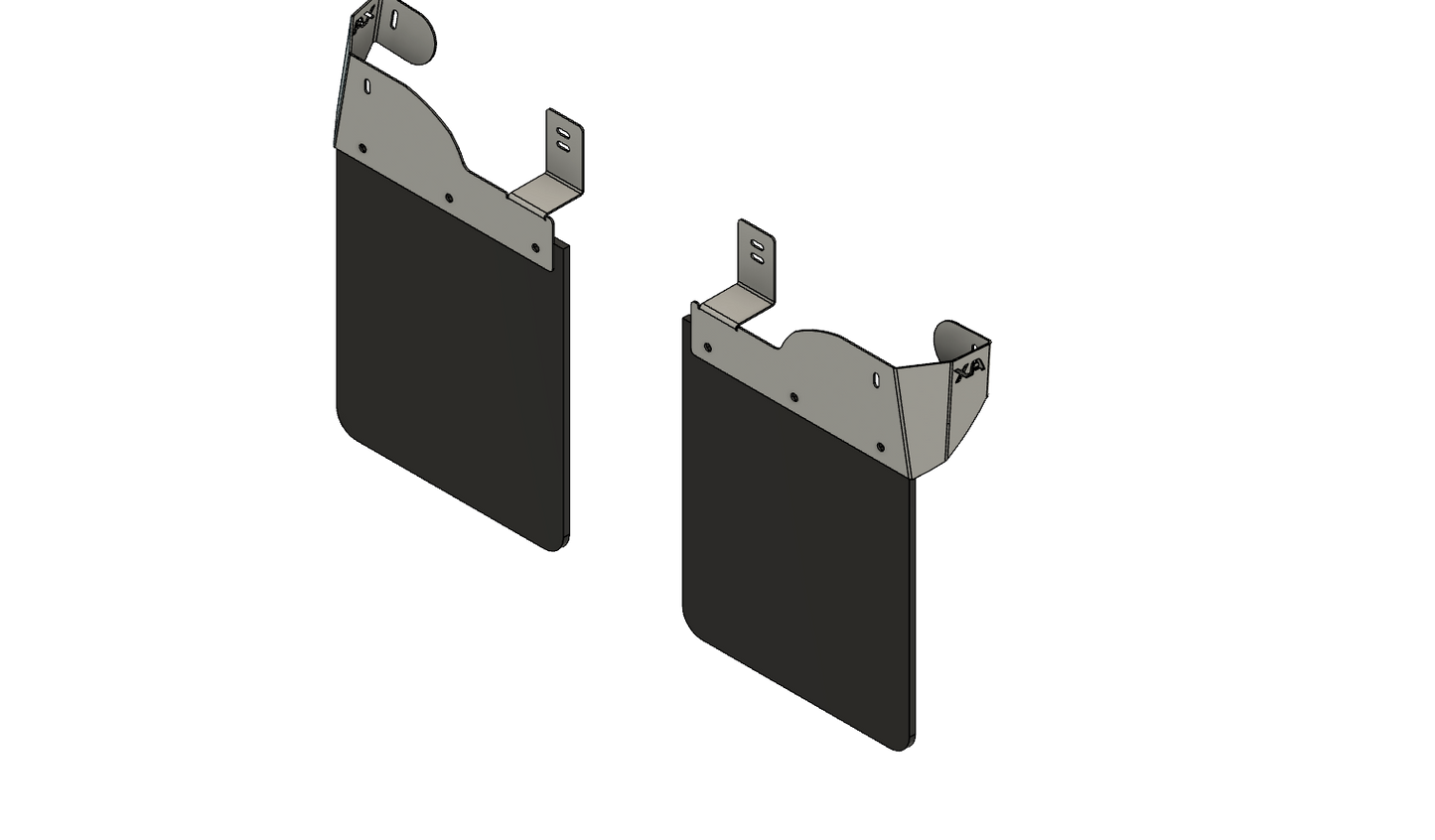Two black Front Mudflaps on a white background