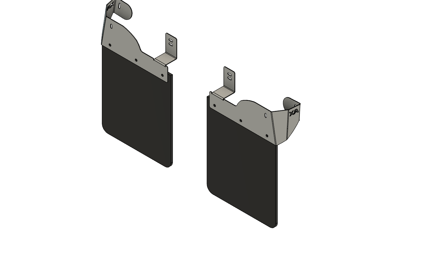 Two black Front Mudflaps on a white background