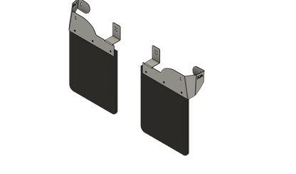 Two black Front Mudflaps on a white background