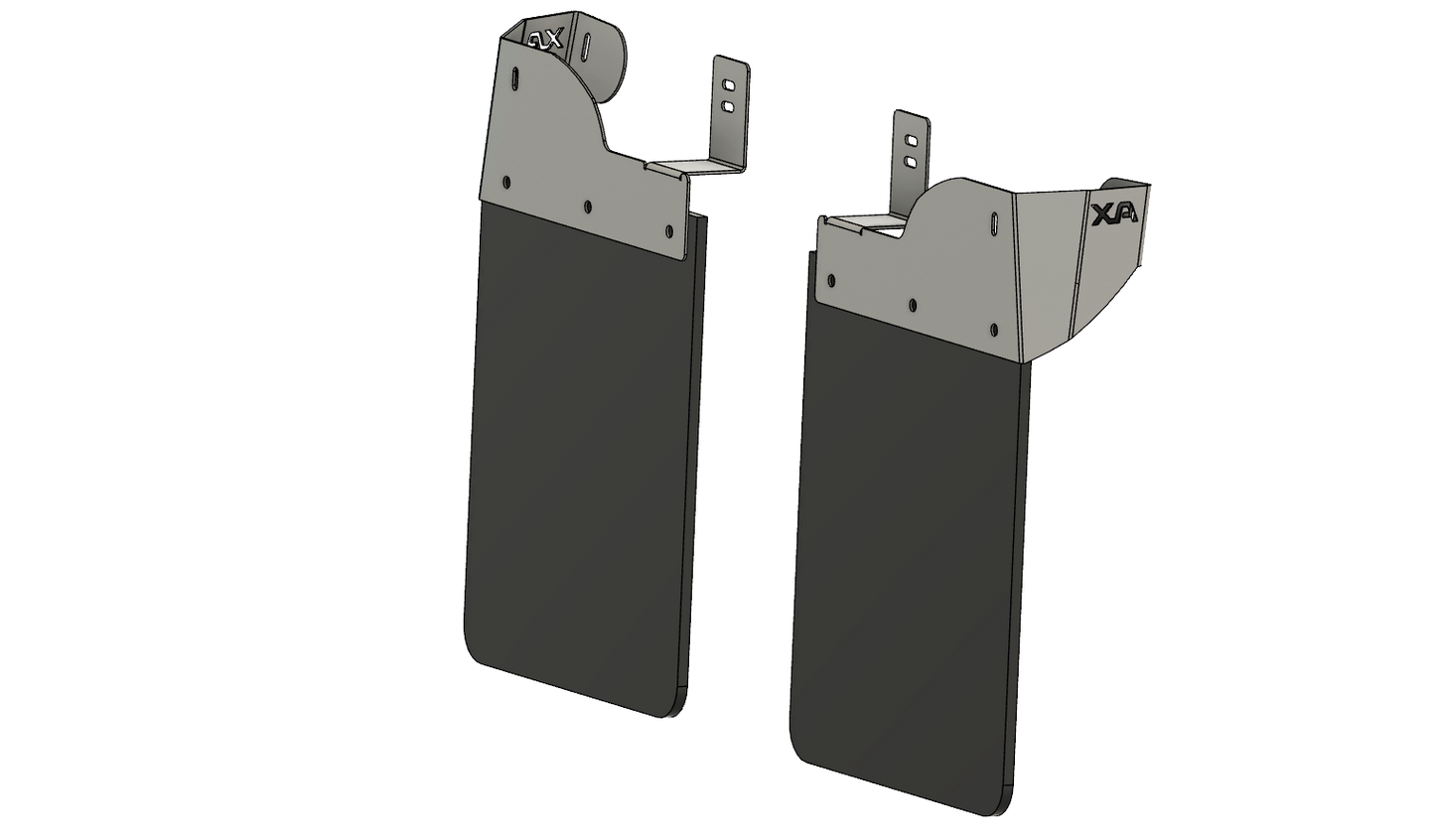 Front Mudflaps with gray XPS labels on a white background