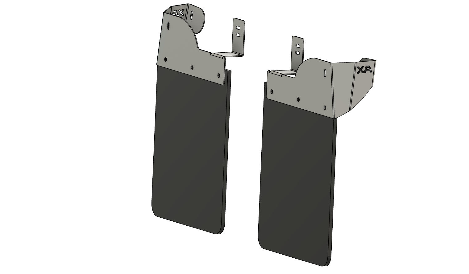 Front Mudflaps with gray XPS labels on a white background