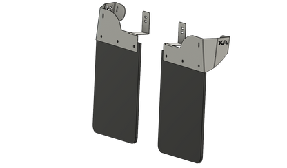 Front Mudflaps with gray XPS labels on a white background