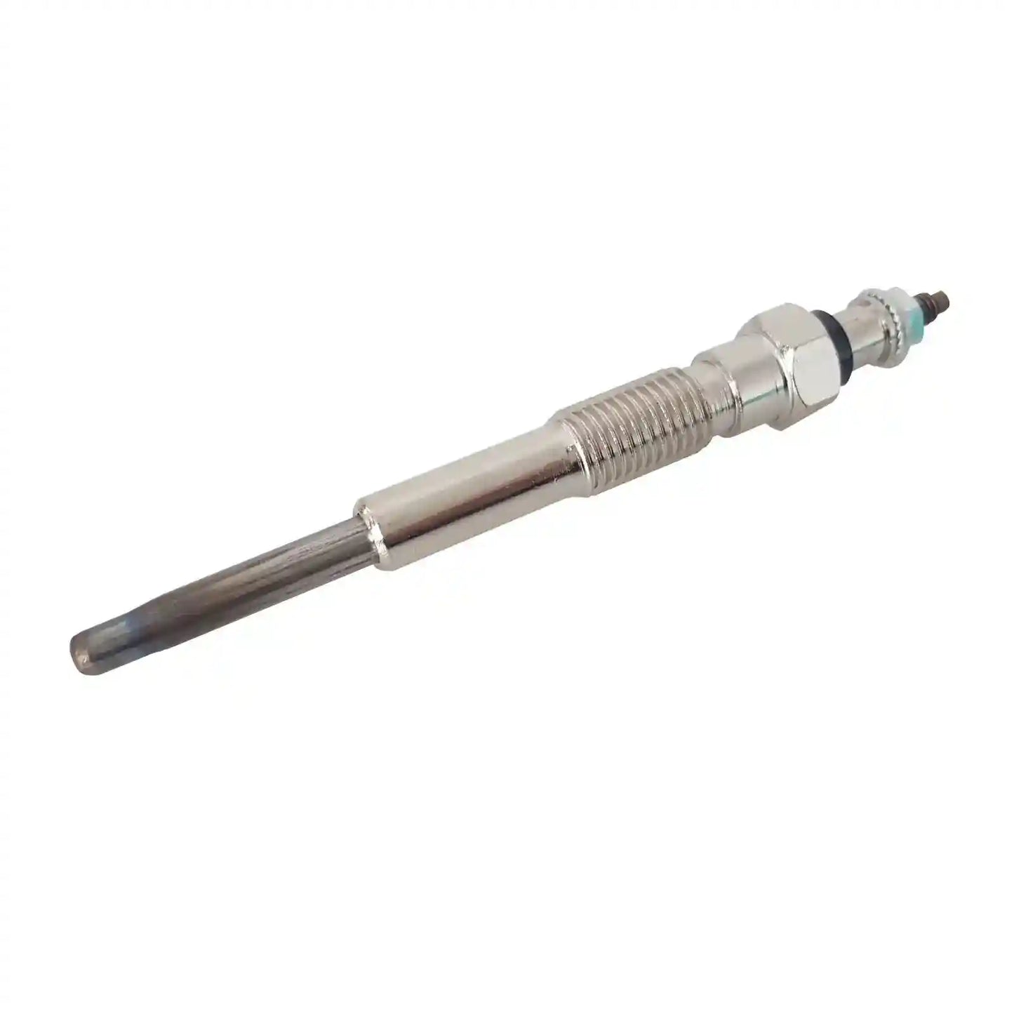 Metallic glow plug on a white background