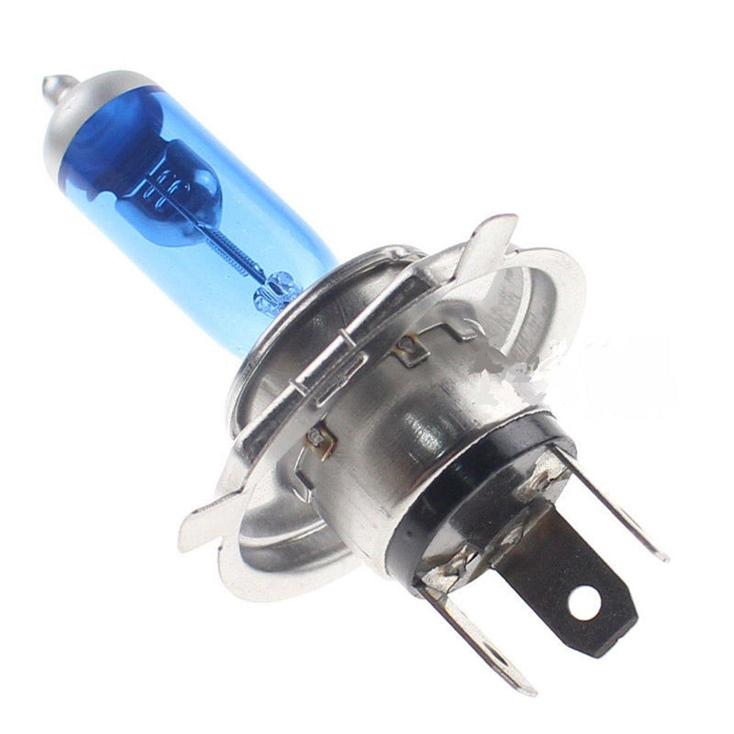 Car headlight bulb with blue glass on a white background