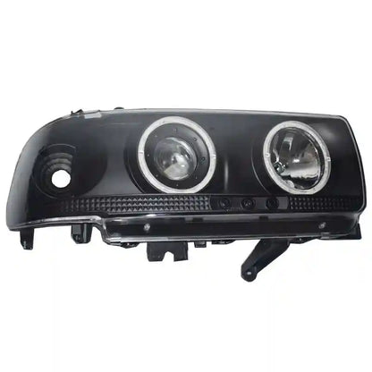 Car headlight assembly on a white background