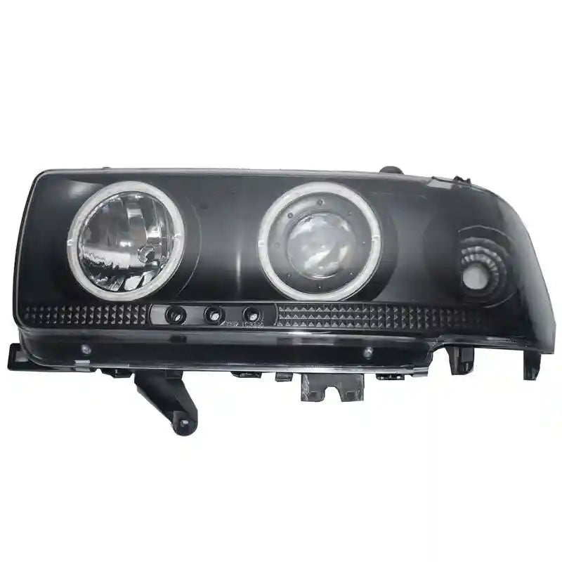 Car headlight assembly on a white background