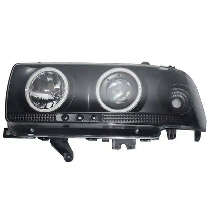 Car headlight assembly on a white background
