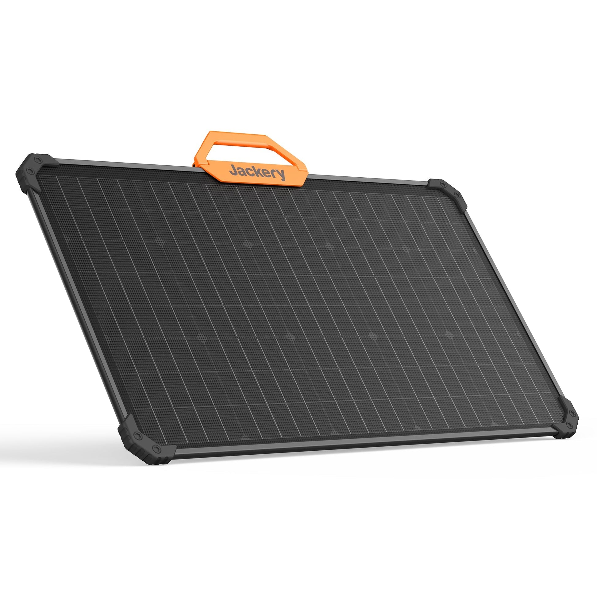 Solar panel with 'Jackery' branding on a white background