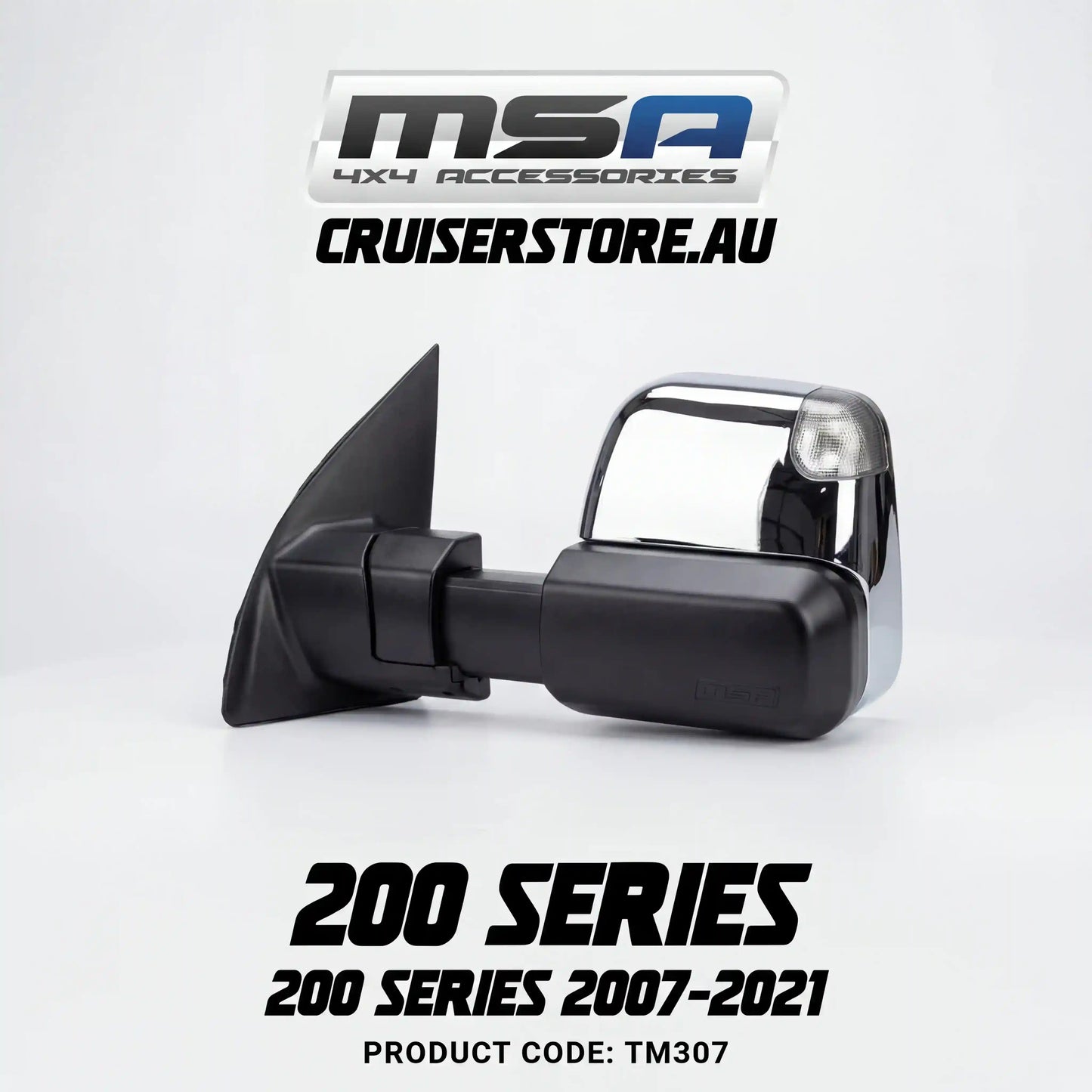 Landcruiser 200 Series 2007-2021 (Chrome, Electric, Indicators, BSM) - TM307 Towing Mirrors