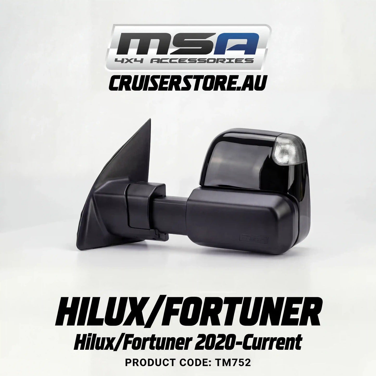 MSA-4x4-Power-Fold-Towing-Mirrors-suitable-for-Hilux-Fortuner-2020-Current-Black-Electric-Indicators-Heated-Power-Fold-TM752
