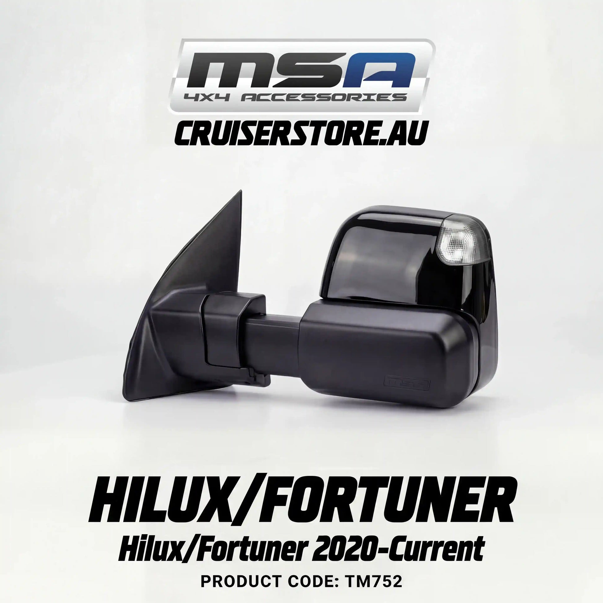 MSA-4x4-Power-Fold-Towing-Mirrors-suitable-for-Hilux-Fortuner-2020-Current-Black-Electric-Indicators-Heated-Power-Fold-TM752