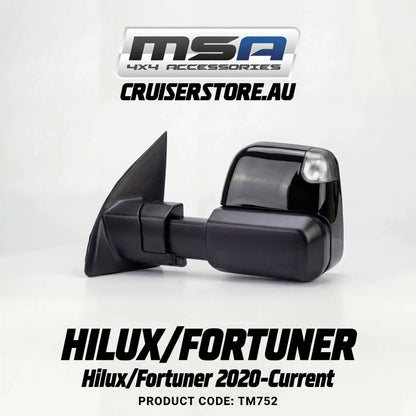 MSA-4x4-Power-Fold-Towing-Mirrors-suitable-for-Hilux-Fortuner-2020-Current-Black-Electric-Indicators-Heated-Power-Fold-TM752