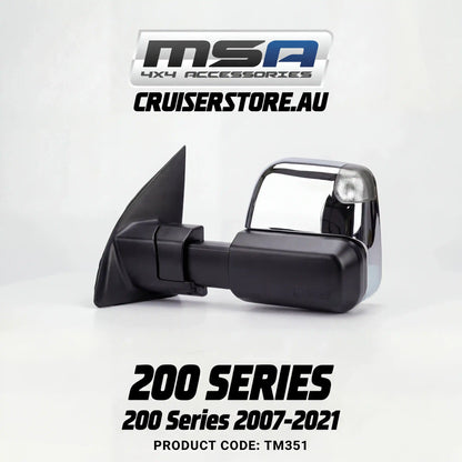 MSA-4x4-Power-Fold-Towing-Mirrors-suitable-for-Landcruiser-200-Series-2007-2021-Chrome-Electric-Indicators-Power Fold-TM351