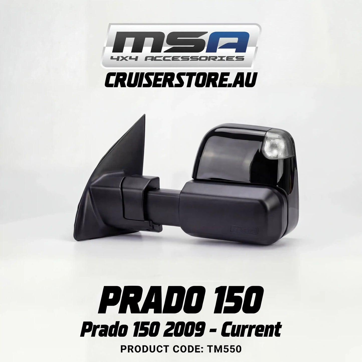 MSA-4x4-Power-Fold-Towing-Mirrors-suitable-for-Prado-150-2009-Current-Black-Electric-Indicators-Heated-Power-Fold-TM550