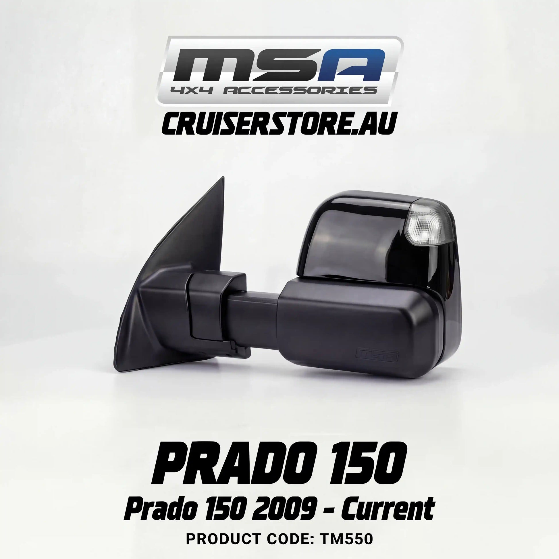 MSA-4x4-Power-Fold-Towing-Mirrors-suitable-for-Prado-150-2009-Current-Black-Electric-Indicators-Heated-Power-Fold-TM550