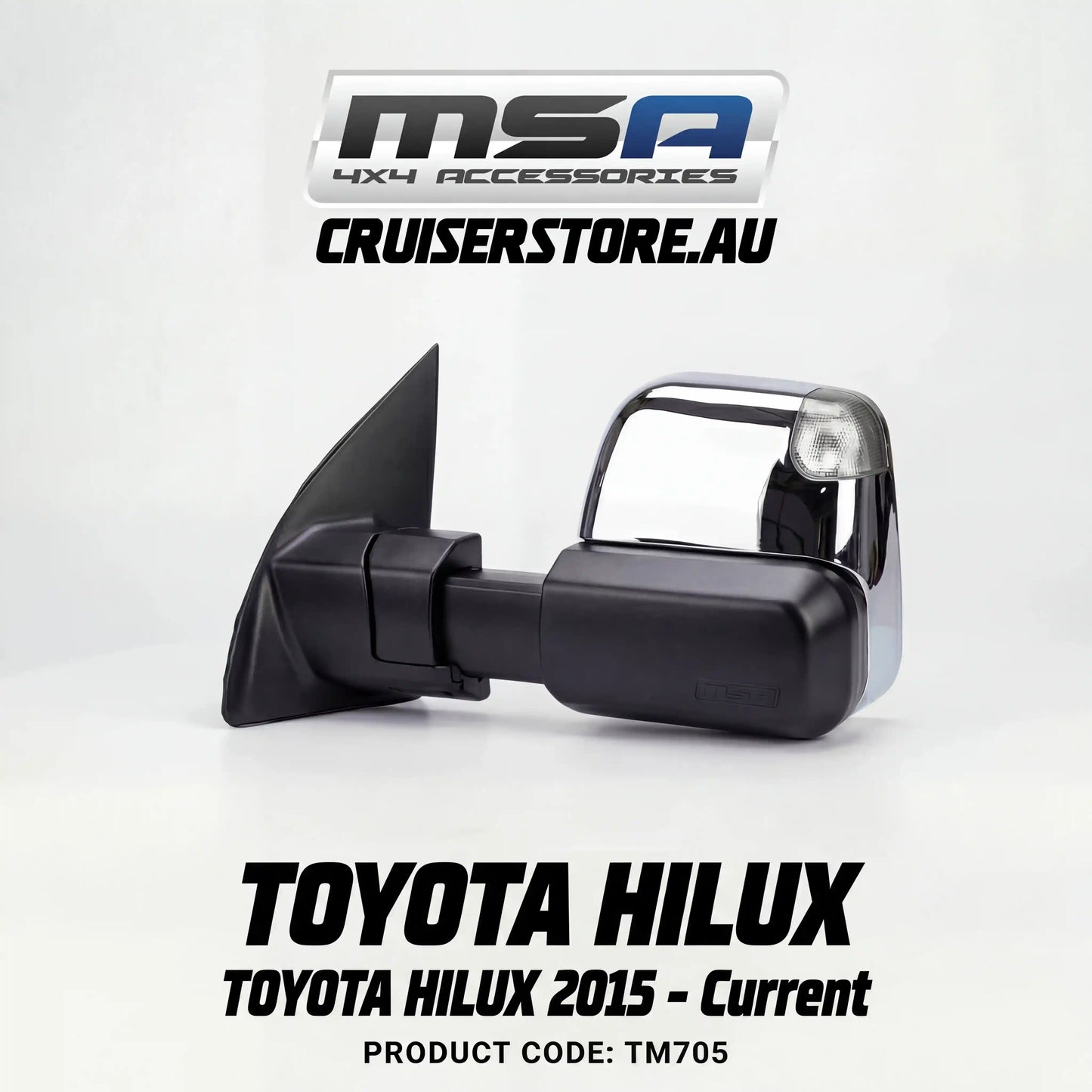 MSA-4x4-Towing-Mirrors-suitable-for-Hilux-2015-Current-Chrome-Heated-Electric-Indicators-TM705