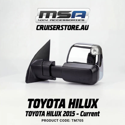 MSA-4x4-Towing-Mirrors-suitable-for-Hilux-2015-Current-Chrome-Heated-Electric-Indicators-TM705
