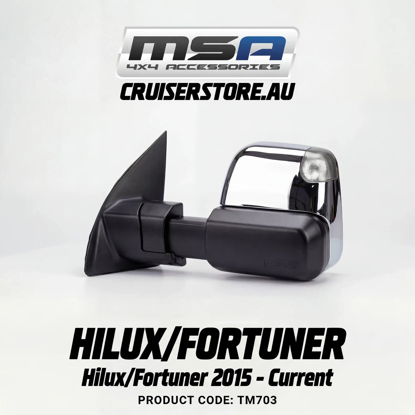MSA-4x4-Towing-Mirrors-suitable-for-Hilux-Fortuner-2015-Current-Chrome-Electric-Indicators-TM703