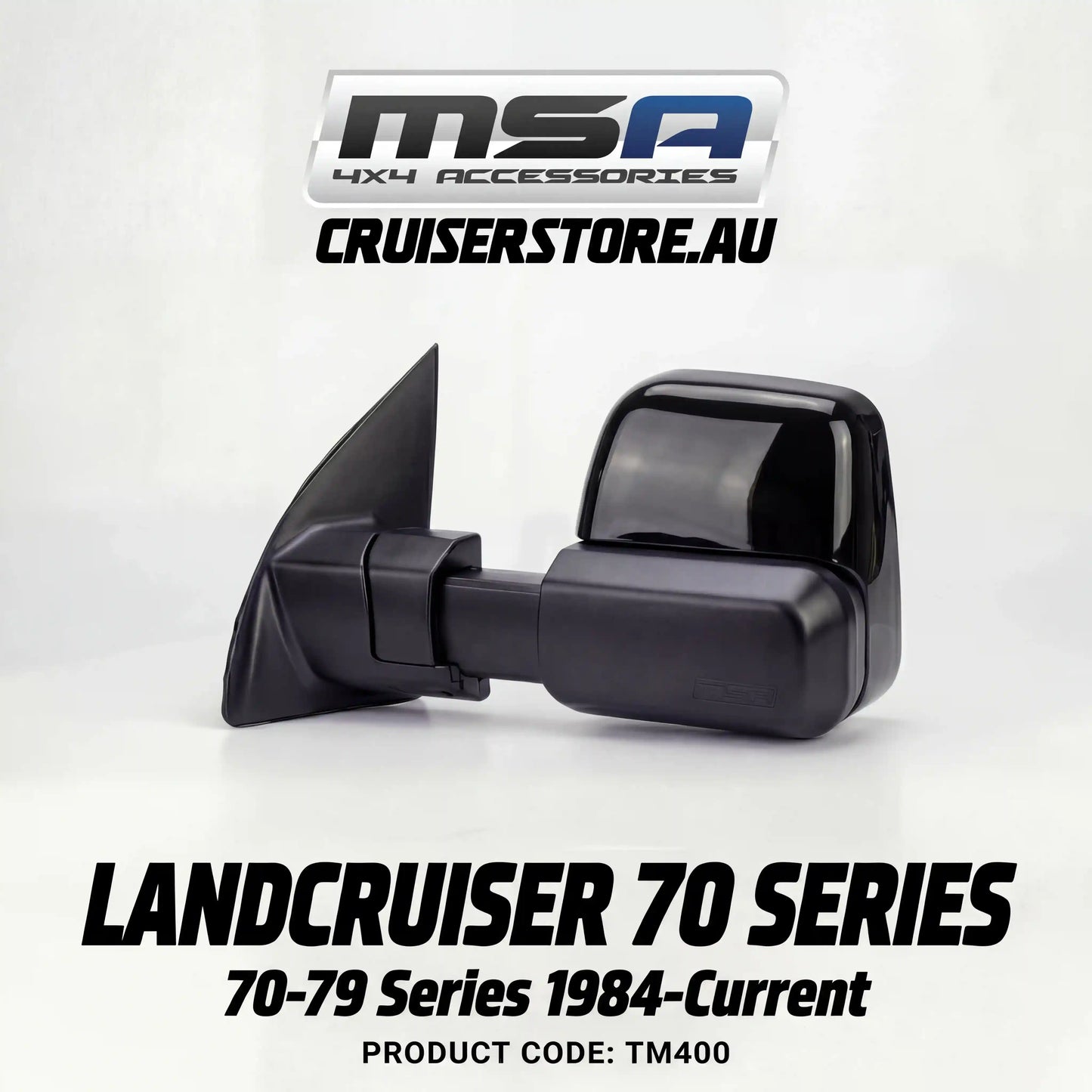 MSA-4x4-Towing-Mirrors-suitable-for-Landcruiser-70-79-Series-1984-Current-Black-Manual-TM400
