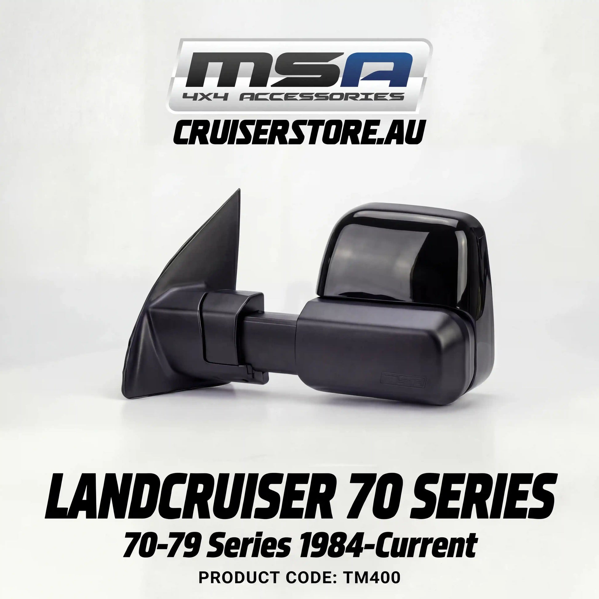 MSA-4x4-Towing-Mirrors-suitable-for-Landcruiser-70-79-Series-1984-Current-Black-Manual-TM400
