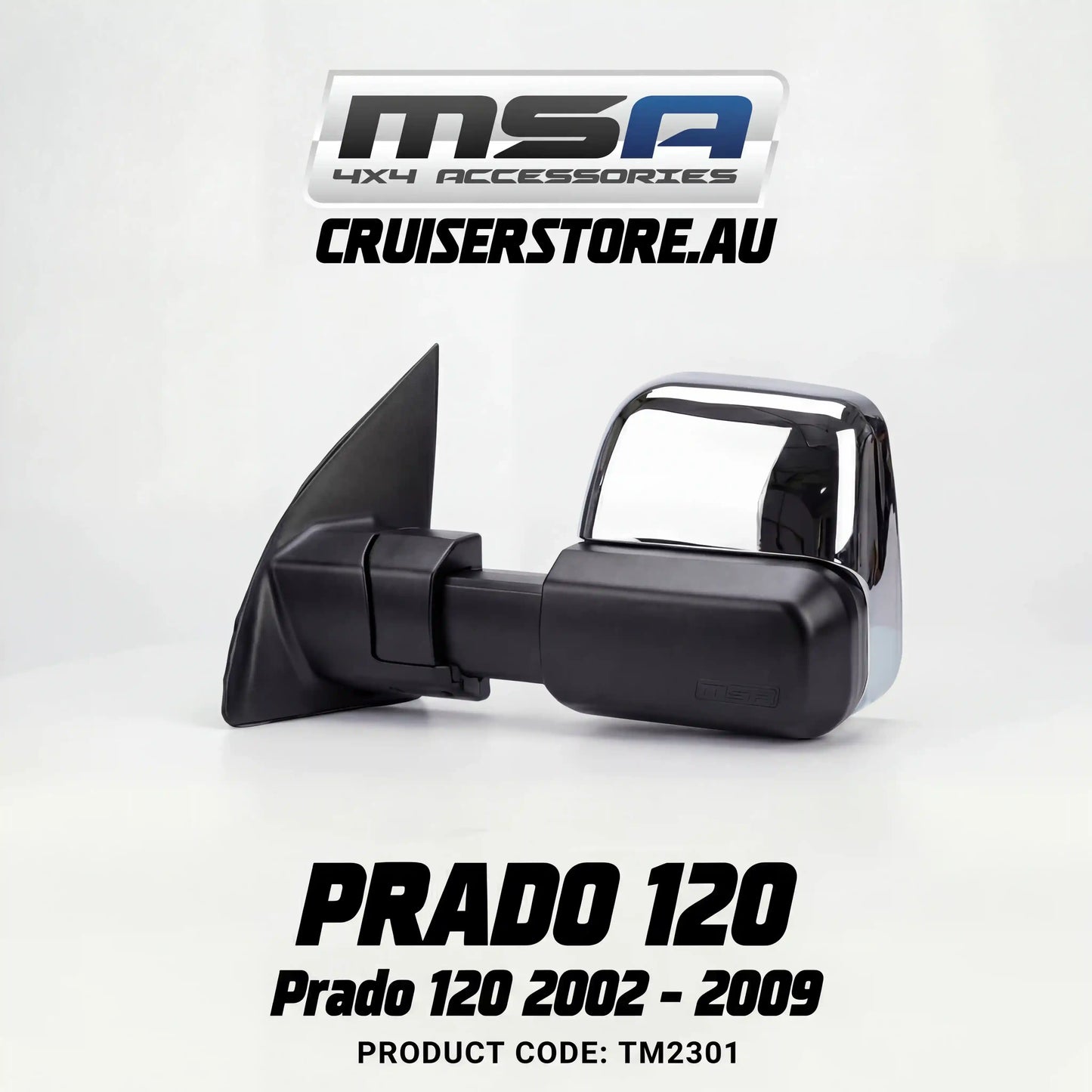MSA-4x4-Towing-Mirrors-suitable-for-Prado-120-Series-09-2002-2009-Chrome-Electric-TM2301