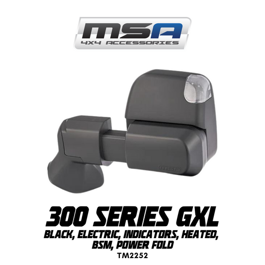 Gray car mirror with MSA 4x4 Accessories logo on a white background
